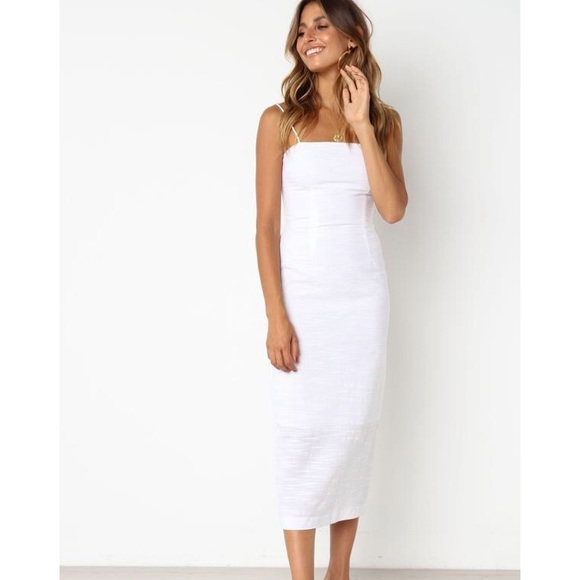 white strappy midi dress